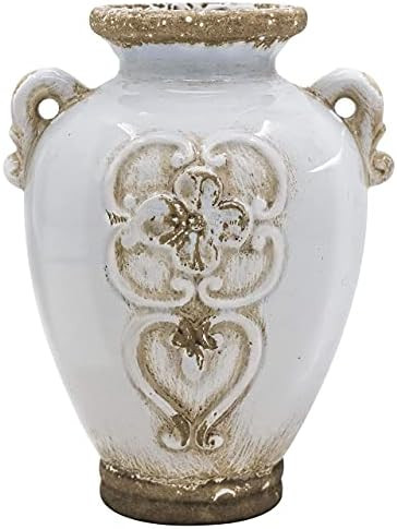 TTdayup Rustic Ceramic Pitcher Jug Vase White Vintage Flower Vase Milk Can French Country Style Porc | Amazon (US)