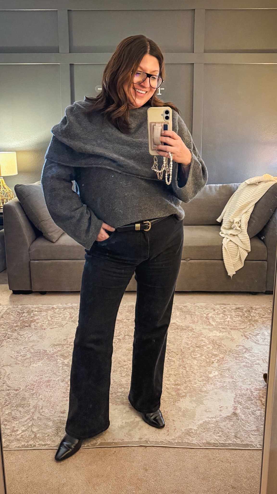 Sweater (12)
Madewell belt (XL)
Madewell flares (32)
Madewell boots 

#LTKOver40 #LTKMidsize #LTKSaleAlert