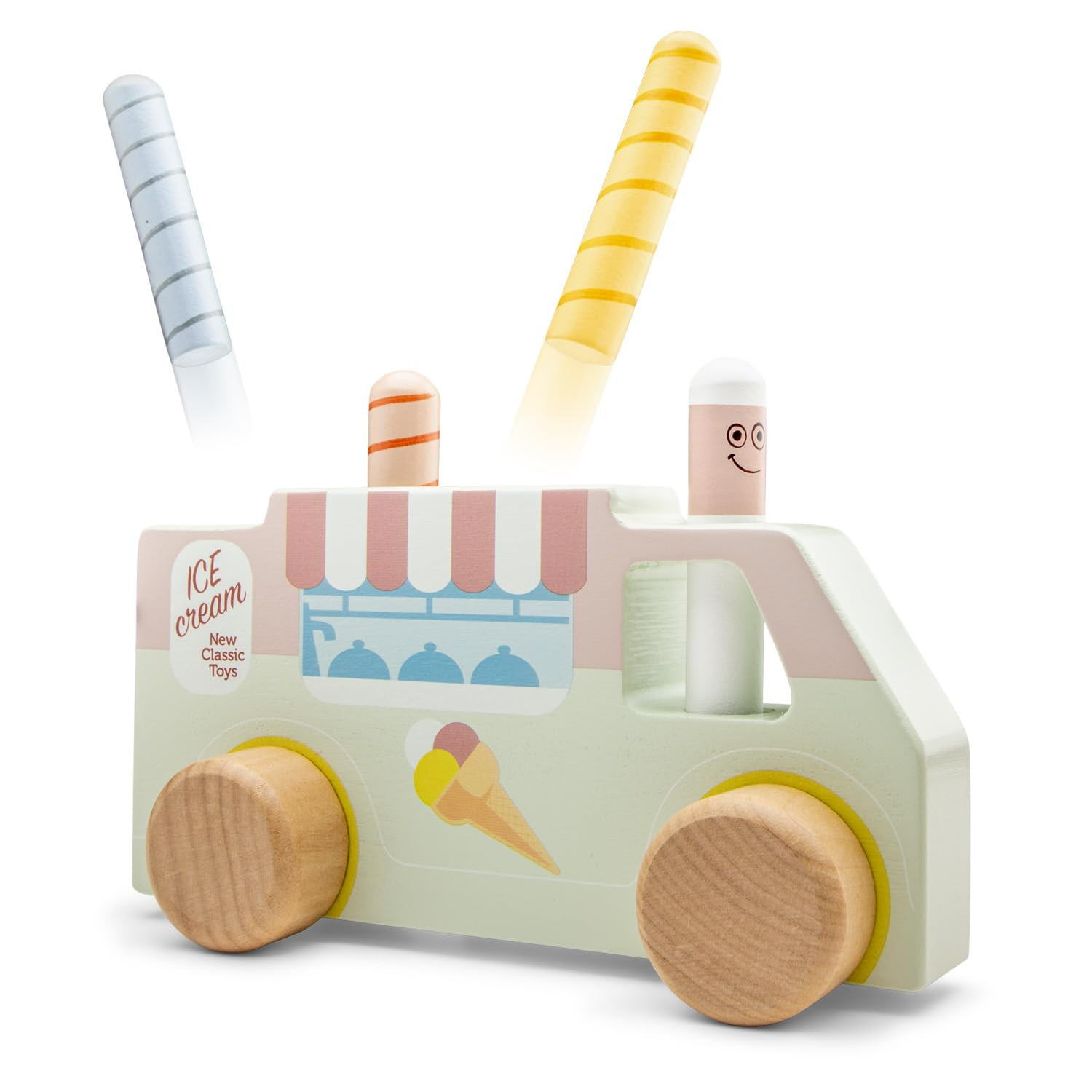 Woet Wooden Pop-Up Ice Cream Truck – FSC Pretend Play Toy with Spring Figures for Toddlers 24 M... | Amazon (UK)