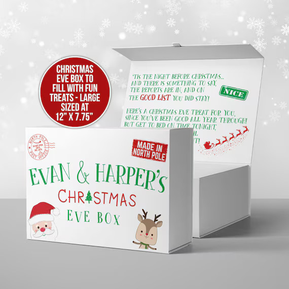 christmas eve box kids treat box christmas eve gift from elf to kids gift from santa christmas ev... | Etsy (US)