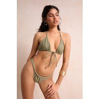 Womens Swimwear Essentials Tie Front Triangle Bikini Top - Green - 10 | boohoo (US & Canada)
