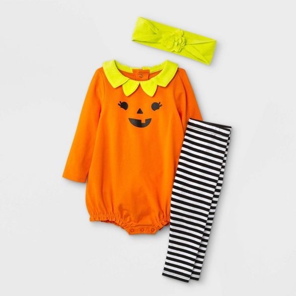 Baby Girls' 2pc Pumpkin Top & Bottom Set - Cat & Jack™ Citrus Yellow | Target