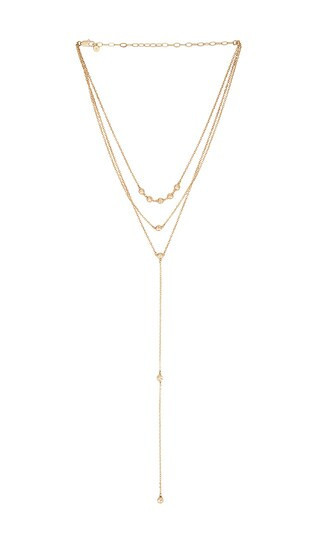 Ettika Molten Layered Lariat Necklace in Metallic Gold. | Revolve Clothing (Global)