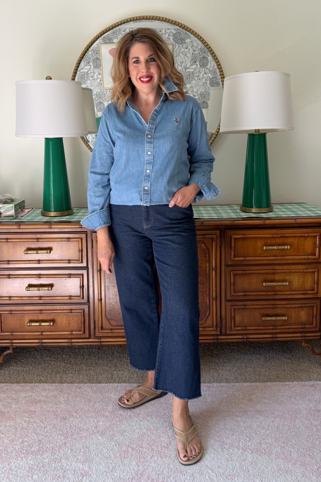 Structured fabric, classic fit, nice collar- PERFECT $26 denim shirt that looks and feels like a pricey preppy brand!