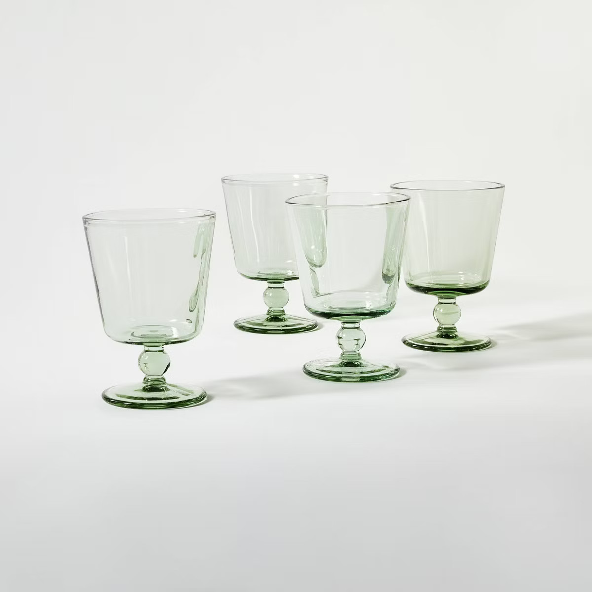 4pc Glass Drinkware Set Green - Threshold™ designed with Studio McGee: Lead-Free Wine Goblet Gl... | Target