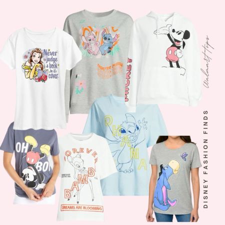 Disney fashion tops from Walmart
Disney tops for women 
Mickey Mouse
Lilo and stitch 
Disney princess 
Eeyore 
Disney world outfits 

#LTKfindsunder50 #LTKtravel #LTKfindsunder100