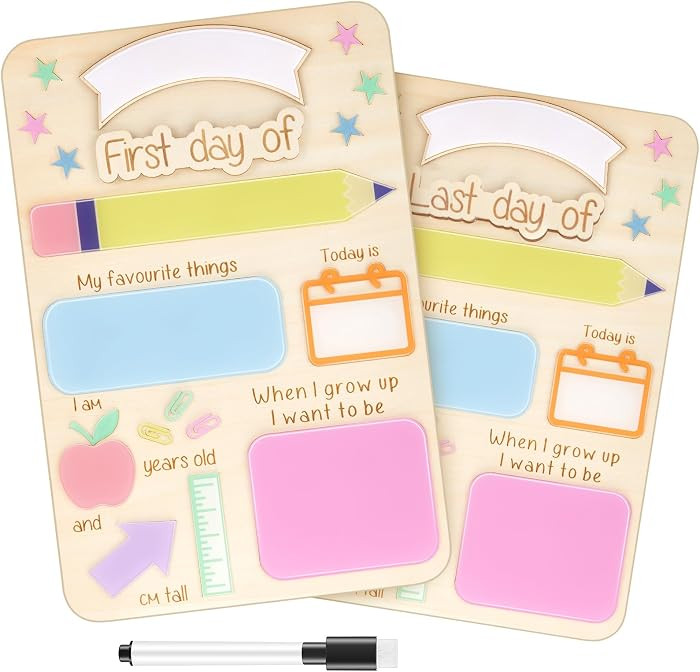 CroBlissful 1 Set First and Last Day of School Board with Marker First Day Sign 12'' x 8'' Back t... | Amazon (US)