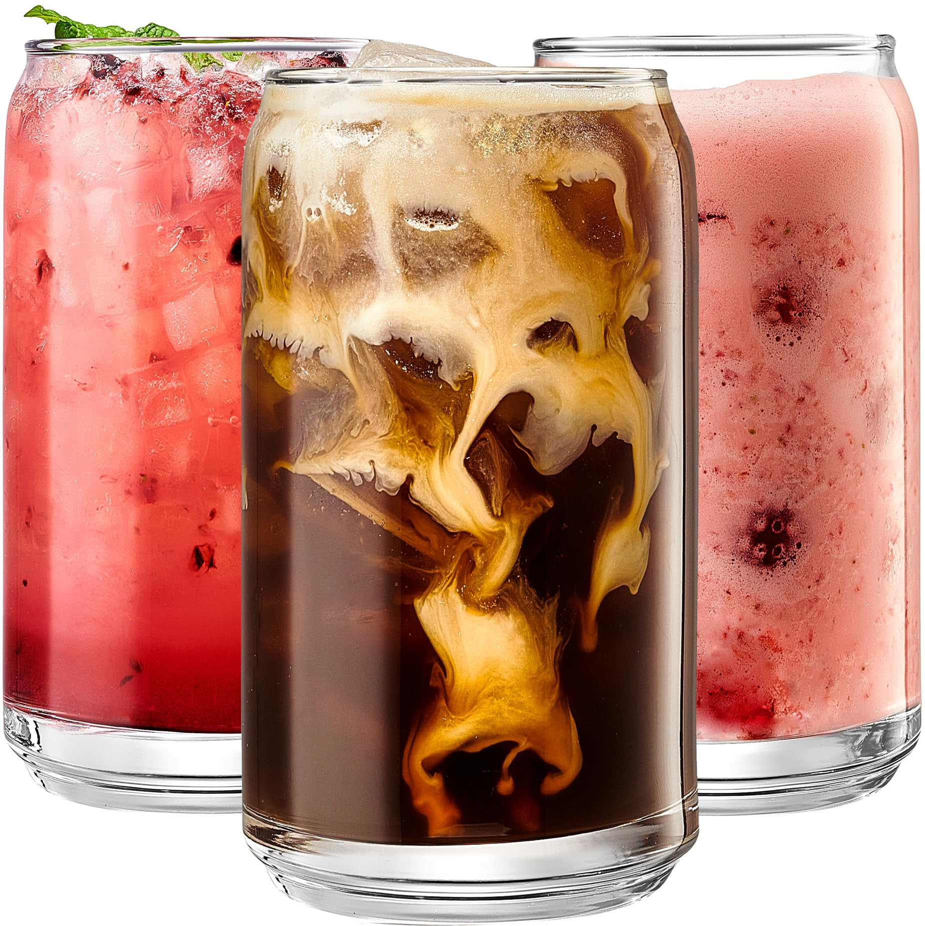 Le'raze Set of 6 Can Shaped Margarita Drinking Glasses - 16oz Clear Cups for Cocktails, Iced Coff... | Amazon (US)