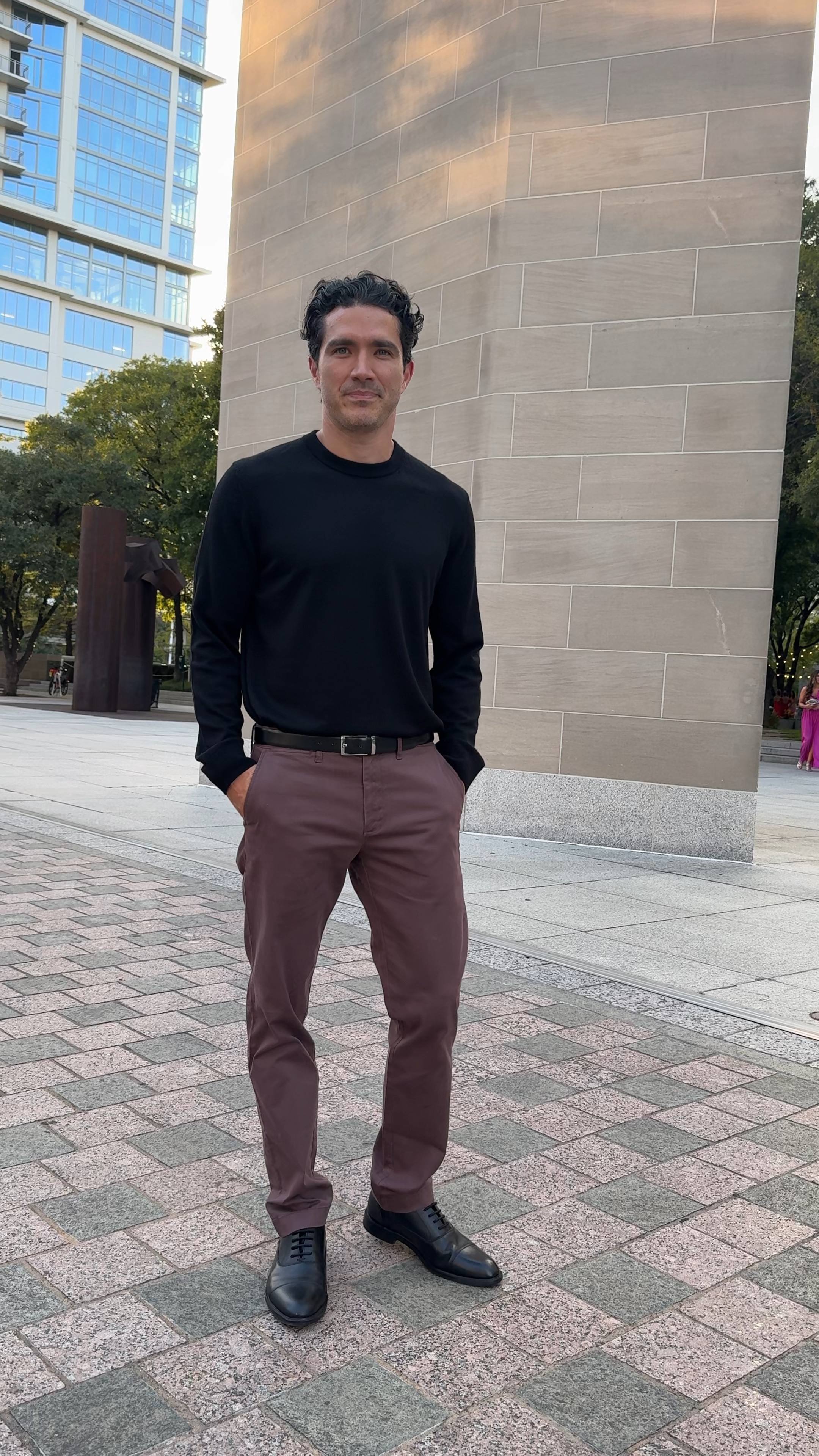 My husband’s style for a night out. He’s 6’1 and wearing a size 31x32 in the pants . Love this burgundy paired with the black. When it gets colder would look nice with a leather jacket over too. The sweater is really light and a soft merino wool (wearing a size Large) shoes run true to size.

#LTKSeasonal #LTKMens #LTKFindsUnder100