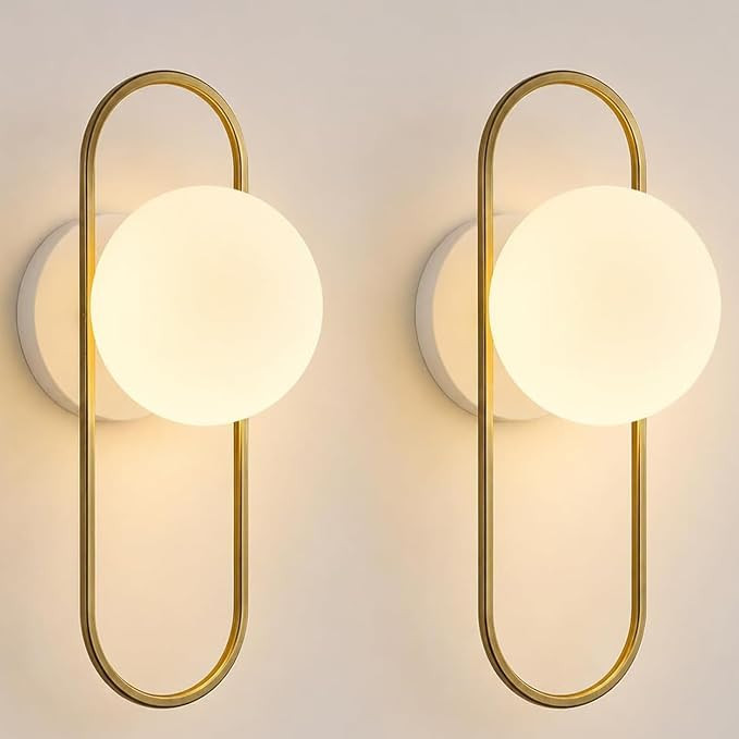 Gold Glass Globe Wall Sconce Set of 2 | Amazon (US)