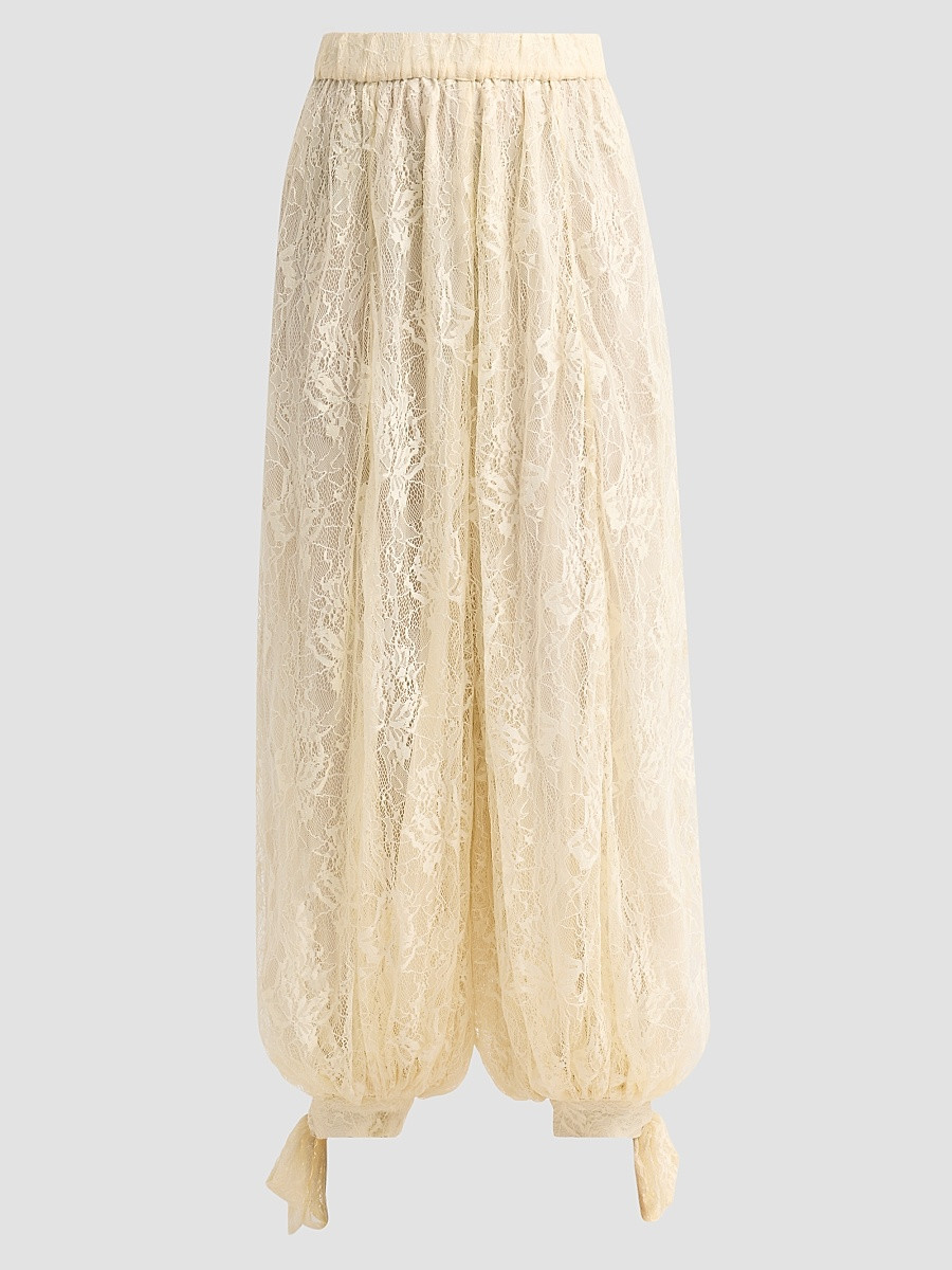 Women's Floral Lace Parachute Pants - Eggshell - Size XS | Saks Fifth Avenue