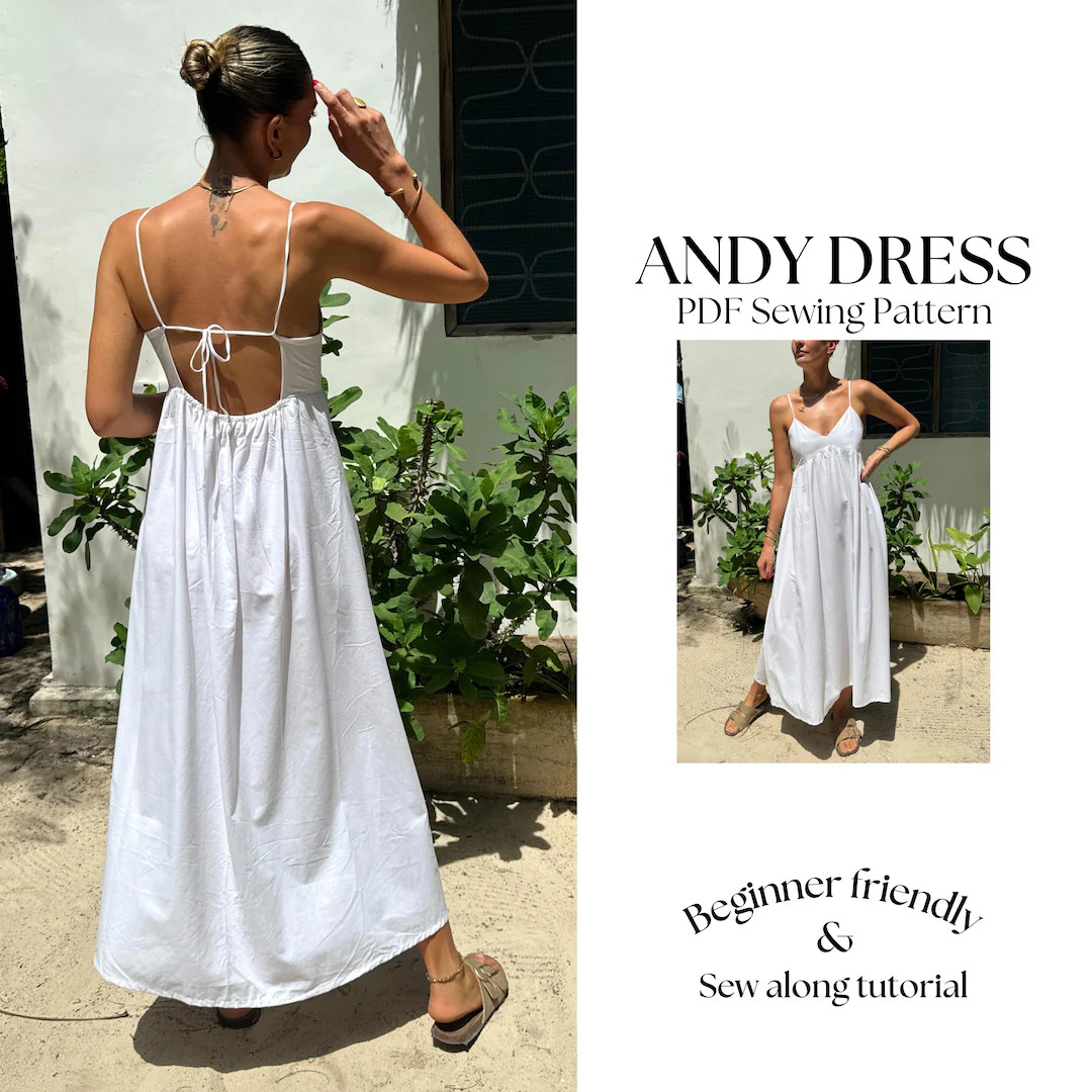 Tie Back Summer Dress, PDF Sewing Pattern, Linen Summer Dress, Babydoll Dress, Sundress Pattern, ... | Etsy (US)