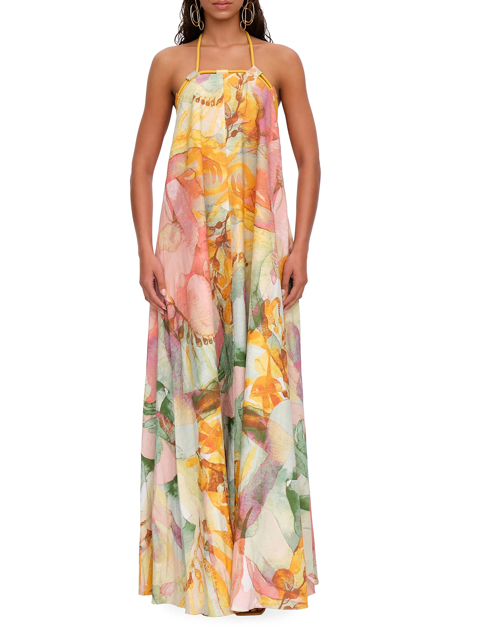 Shop Andrea Iyamah Essi Abstract Cotton Maxi Dress | Saks Fifth Avenue | Saks Fifth Avenue