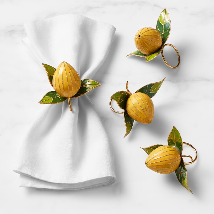 Lemon Cloisonné Napkin Rings, Set of 4 | Williams-Sonoma