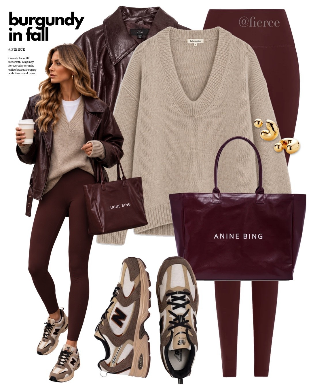 Burgundy leggings beige vneck jumper new balance 540 burgundy tote bag

#LTKuk #LTKautumn #LTKeurope