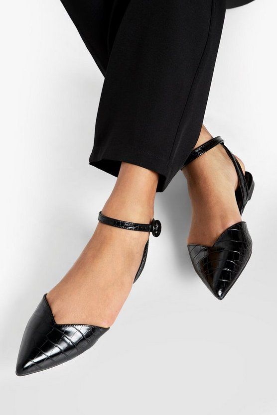 Croc 2 Part Pointed Flats | Boohoo.com (US & CA)