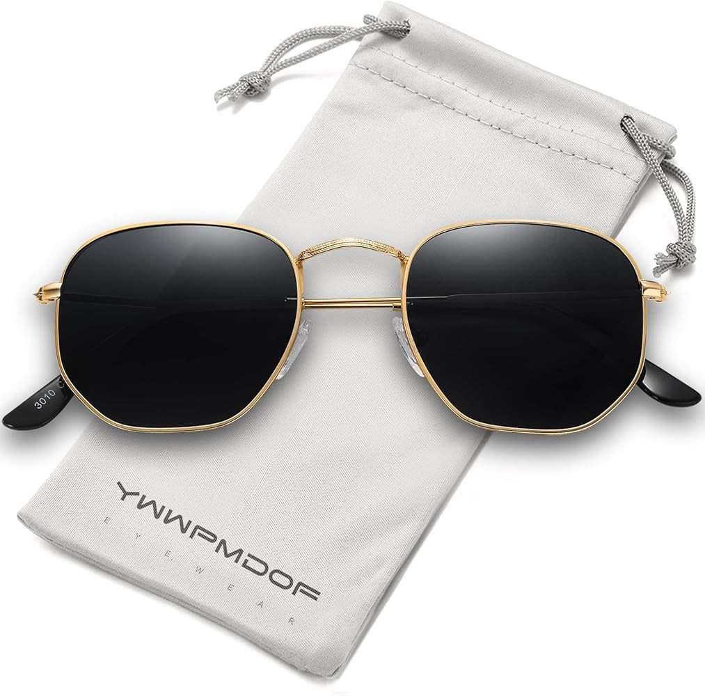 Polarized Sunglasses for Womens Men Trendy Square Hexagonal Flat Mirrored Sun Glasses UV Protecti... | Amazon (US)