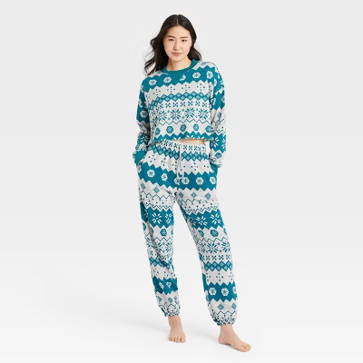 Women's Fair Isle Fleece Lounge Sweatshirt - Colsie™ Gray | Target