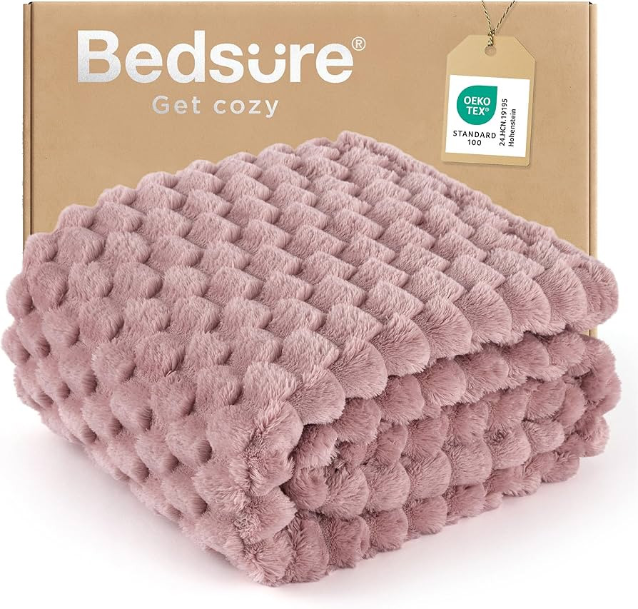 Bedsure Pink Throw Blanket for Couch - 350GSM Soft Cozy Throw Blankets for Bed Home Room Decor, G... | Amazon (US)