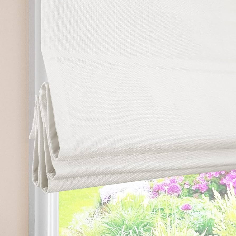 White Cordless Roman Shades, Classic Premium Blackout Roman Window Shades, Custom Washable Fabric... | Amazon (US)