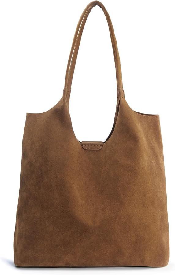 Soft Faux Suede Tote Bag for Women - Magnetic Closure Hobo Handbag, Casual Vegan Leather Purse​ | Amazon (US)