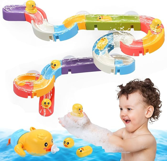 CUTE STONE Baby Bath Toys for Toddlers, Water Slide Building Track W/ Wind-Up Duck, Bathtub Toys ... | Amazon (CA)