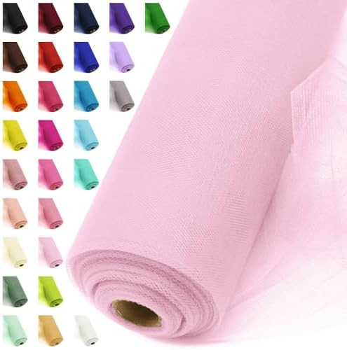 Tulle Fabric Roll 54 Inch x 20 Yards, Matte Tulle Ribbon (Light Pink) | Large Tulle Fabric, Spool... | Amazon (US)