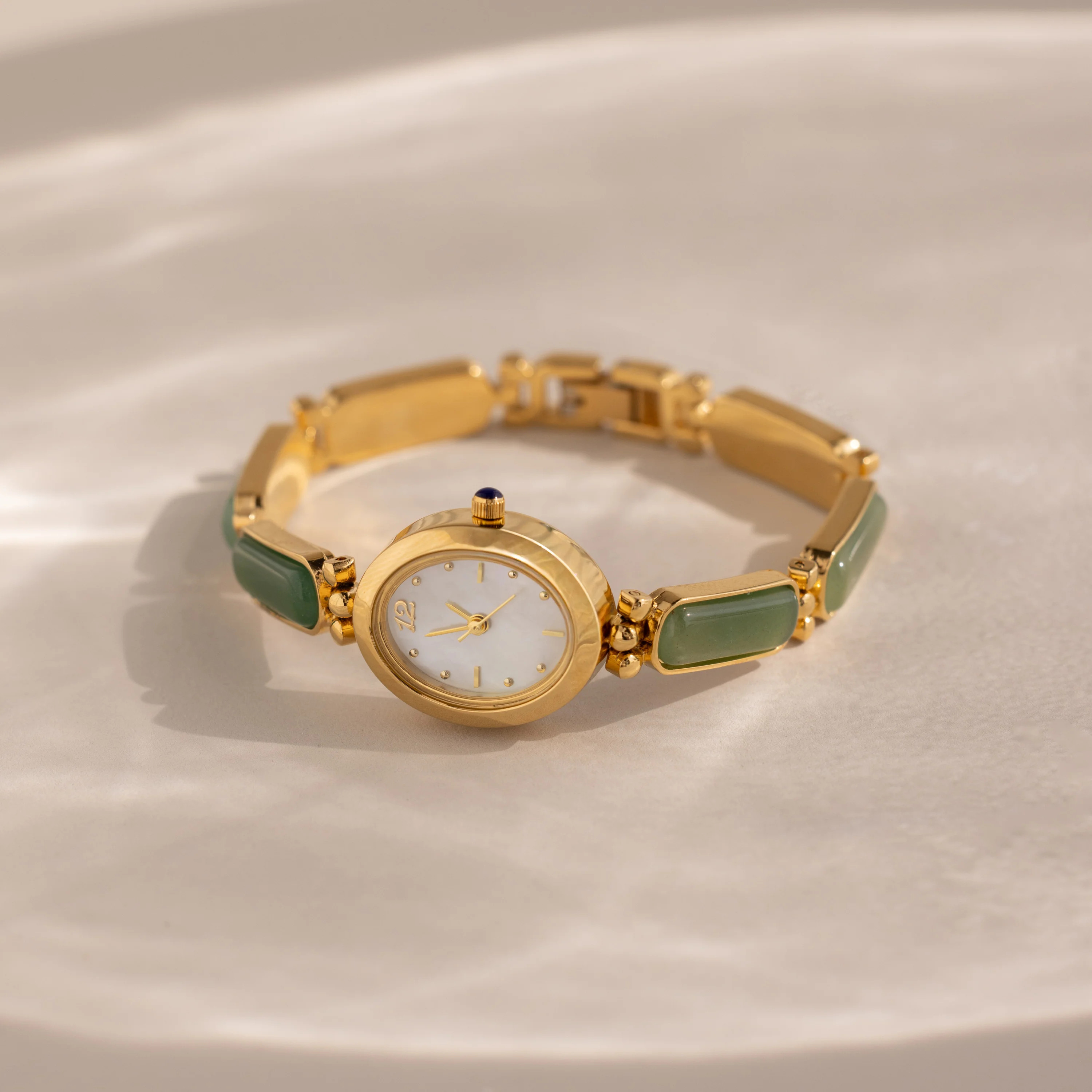 Green Jade Gemstone Link Watch Timepiece | Caitlyn Minimalist | Caitlyn Minimalist