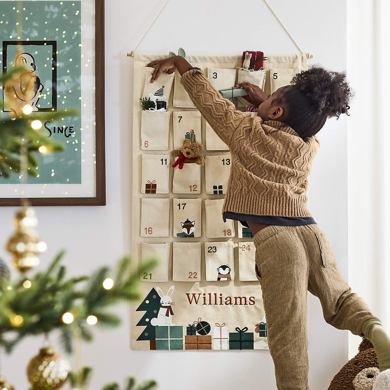 Wonderland Bear and Bunny Hanging Kids Christmas Advent Calendar + Reviews | Crate & Kids | Crate & Barrel