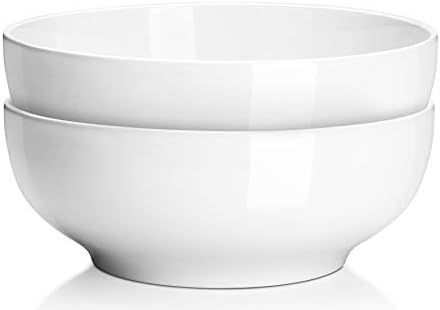 DOWAN 9.5" Large Serving Bowls, 2.8 Quart Big Salad Bowls, Porcelain Pasta Bowl Set, Sturdy Mixin... | Amazon (US)
