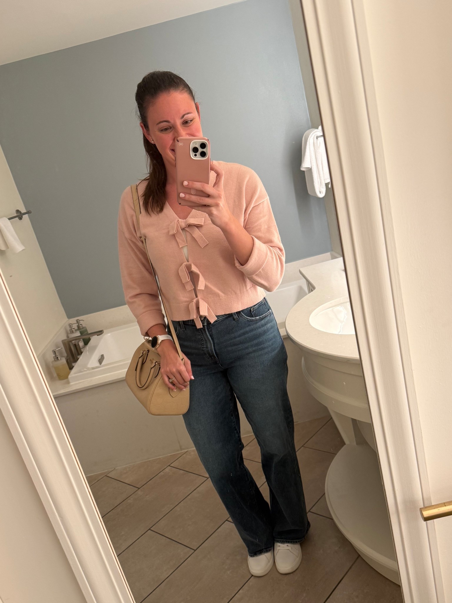 Fit check for dinner! You know I love my pink and my bows!! Anytime I can wear a white tennis shoe I’m also in!'

#LTKdayinmylife #LTKgrwm #LTKootd