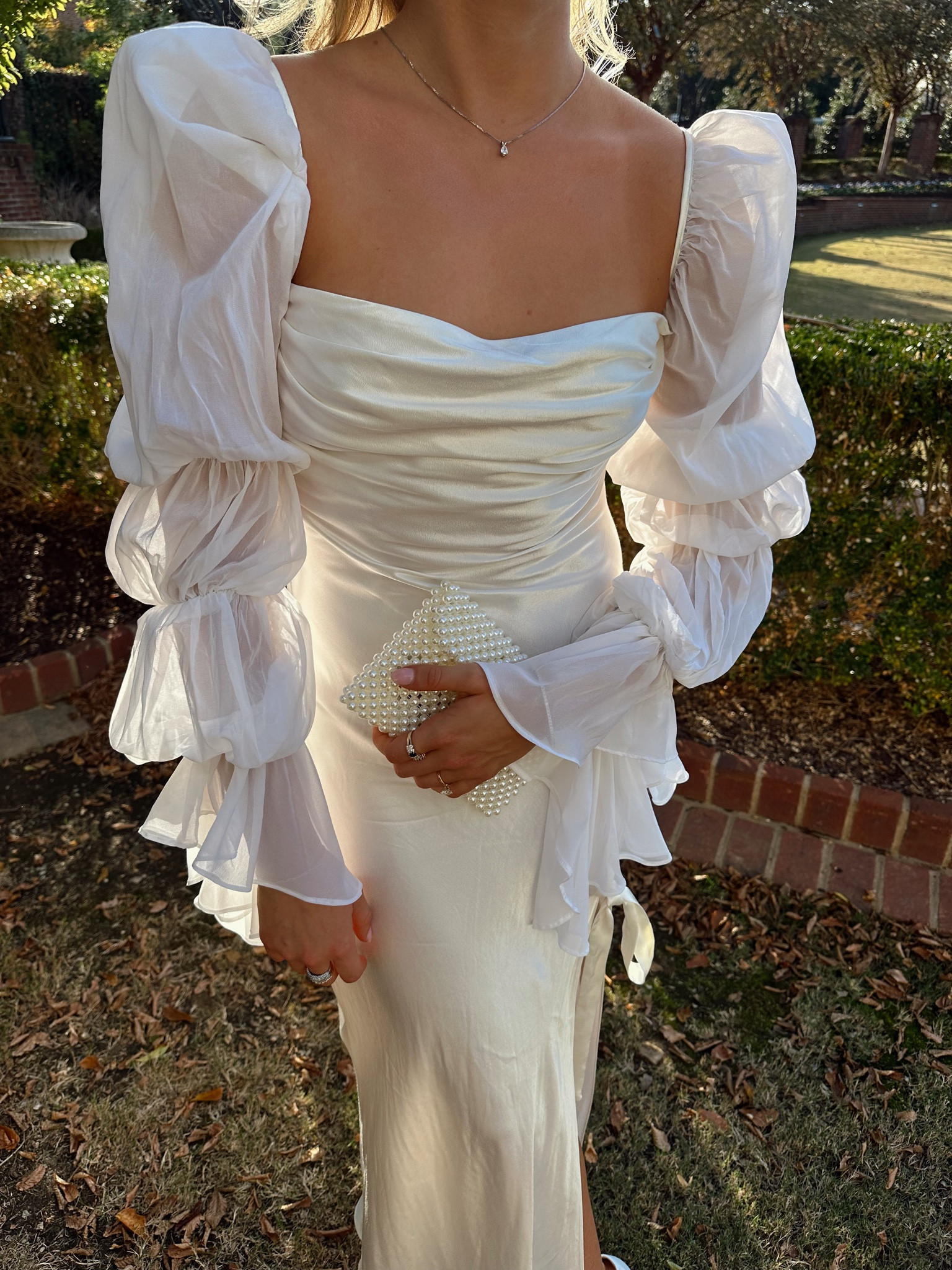 front of rehearsal dinner dress ✨