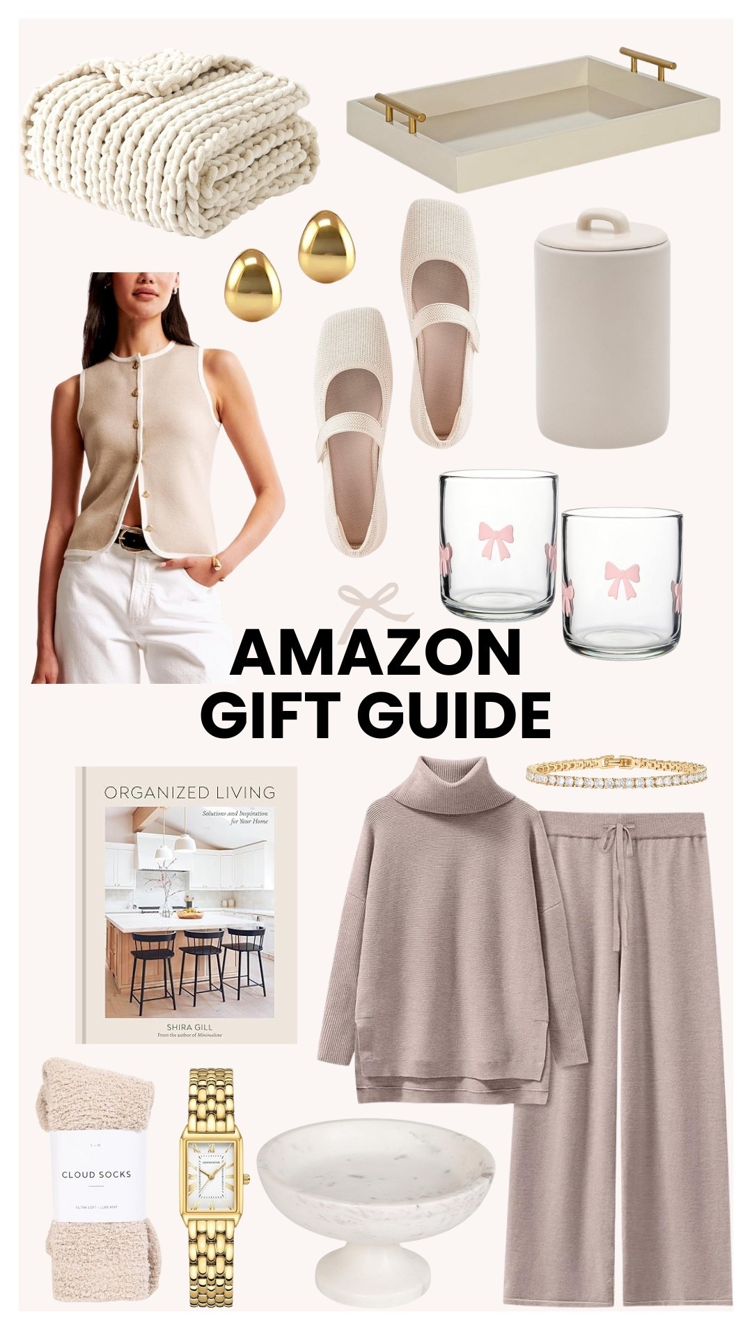Amazon gift guide! I am loving all things comfy and cozy like the two piece lounge set, cloud socks, and thick woven blanket. I’m also loving timeless home decor such as coffee table books, the white tray, and marble fruit bowl! 

#LTKGiftGuide #LTKHoliday #LTKSeasonal