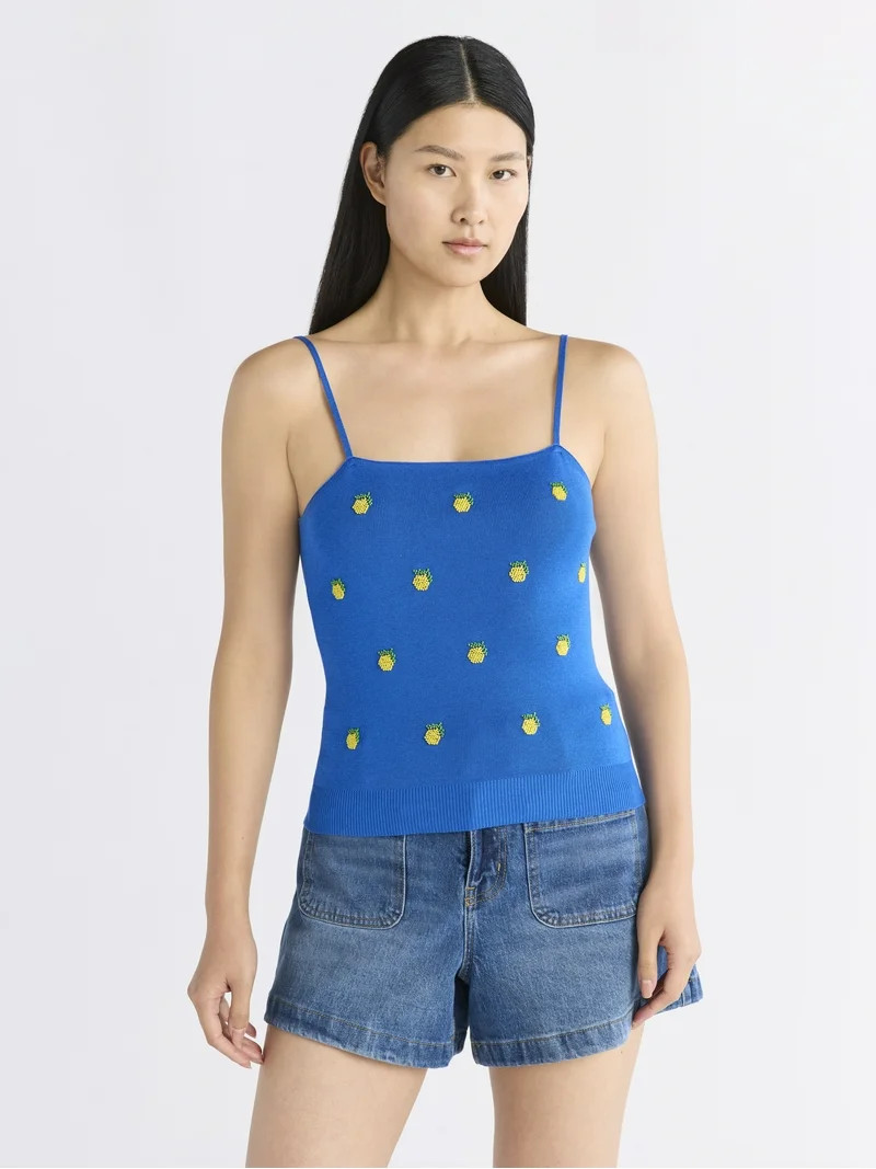 Free Assembly Women's Beaded Tank Top Sweater, Lightweight, Sizes XS-XXL | Walmart (US)