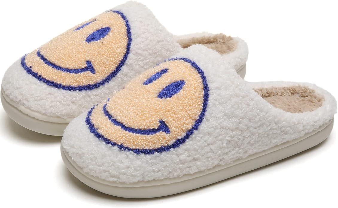 Smile Face Slippers For Women/Men, Retro Soft Plush Lightweight Smiley Face House Slippers, Indoo... | Amazon (US)