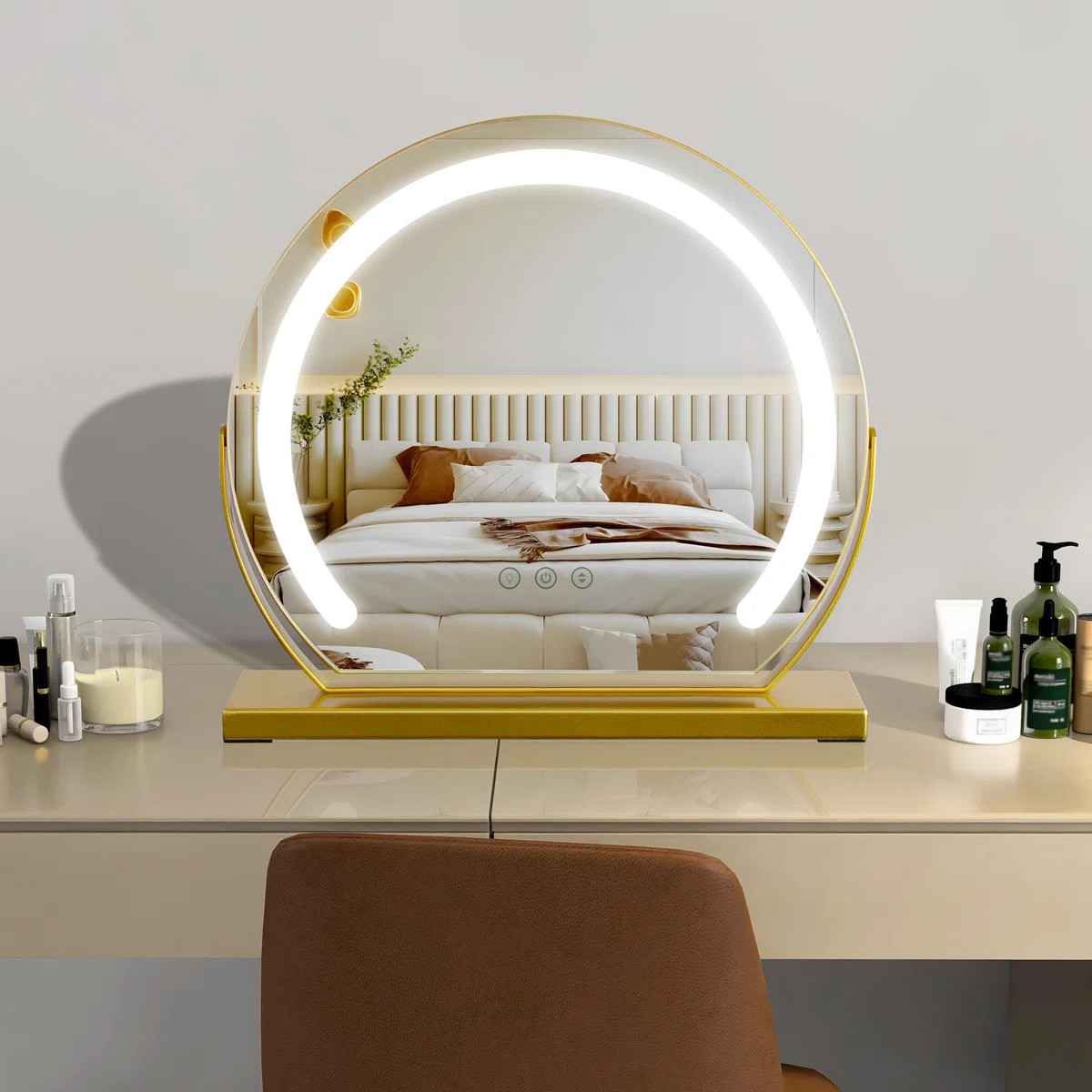 MantoLite Metal Flat LED Round Cosmetic Mirror | Wayfair North America