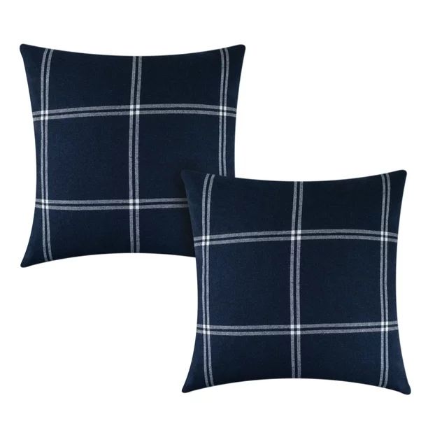 Better Homes & Gardens Reversible Windowpane Plaid to Solid Decorative Throw Pillow Cover, 2 Pack | Walmart (US)