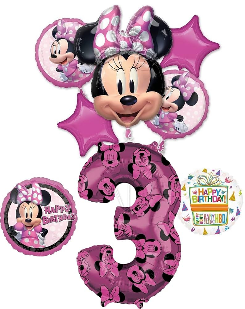 Anagram Minnie Forever 3rd Birthday Party Supplies Balloon Bouquet Decorations | Amazon (US)