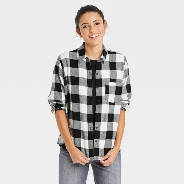 Women's Long Sleeve Flannel Button-Down Shirt - Universal Thread™ Plaid | Target
