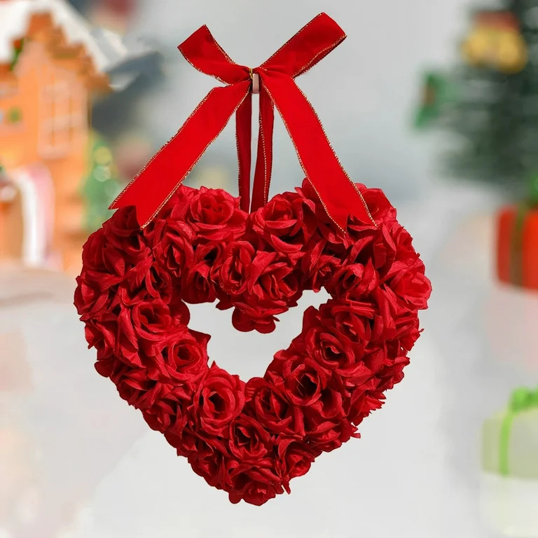 Valentine Wreaths for Front Door Outside Valentine Decorations for Home Wall Window Decor Heart W... | Walmart (US)