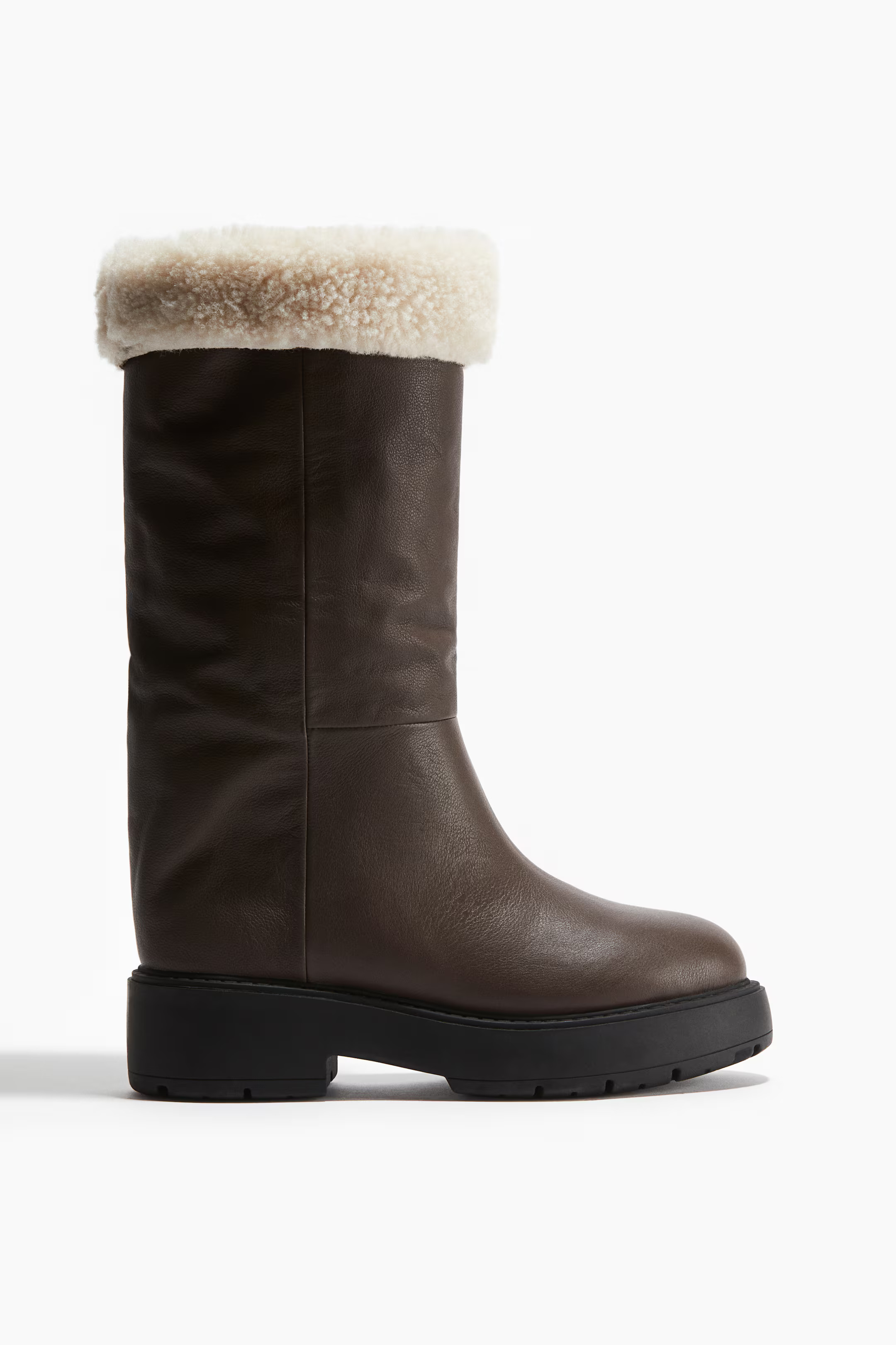 Warm-lined leather boots | H&M (UK, MY, IN, SG, PH, TW, HK)