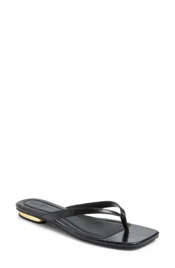 Open Edit Ocean Snakeskin Embossed Thong Sandal in Black at Nordstrom Rack, Size 5 | Nordstrom Rack