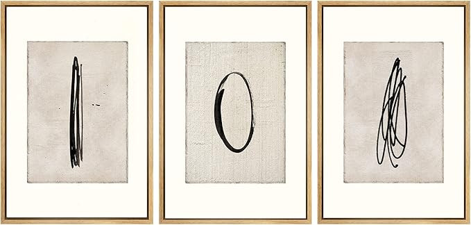 SIGNWIN Framed Canvas Print Wall Art Set Mid-Century Modern Paint Strokes Abstract Shapes Illustr... | Amazon (US)