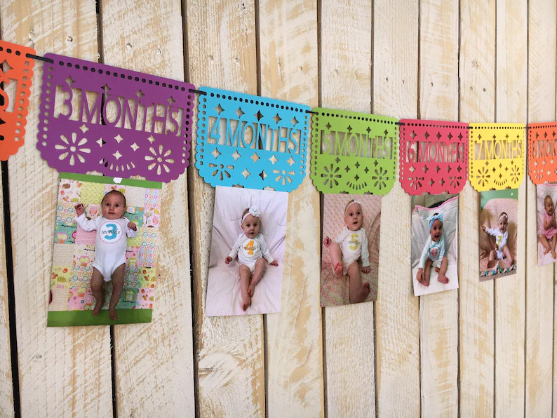 Papel Picado First Year Monthly Photo Banner First Fiesta Decorations First Birthday Banner Cinco... | Etsy (US)