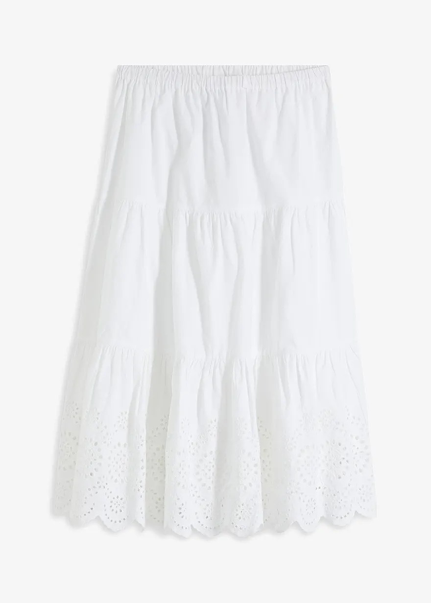 Luftiger Stufenrock aus reiner Baumwolle - wei\u00df - Damen | bonprix | Bonprix DE
