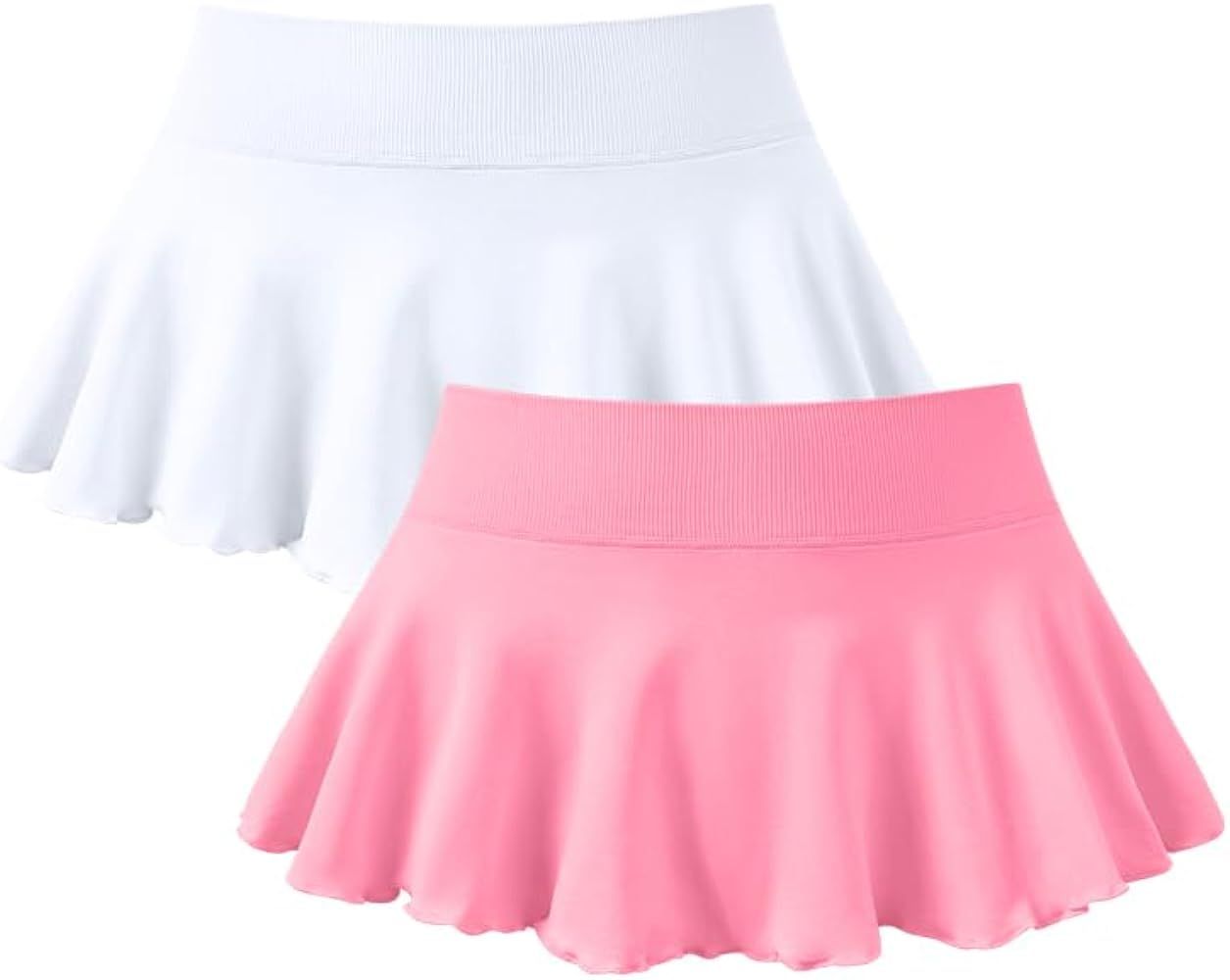 OQQ Women 2 Piece Mini Skirts 2 in 1 Flowy Sexy Basic Stretchy Flared Casual Skirts | Amazon (US)