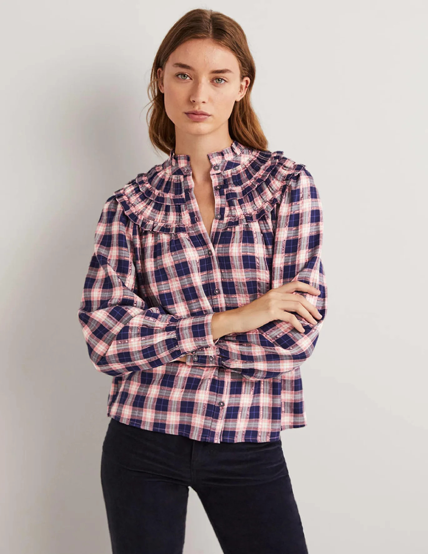 Frilled High Neck Shirt | Boden (US)