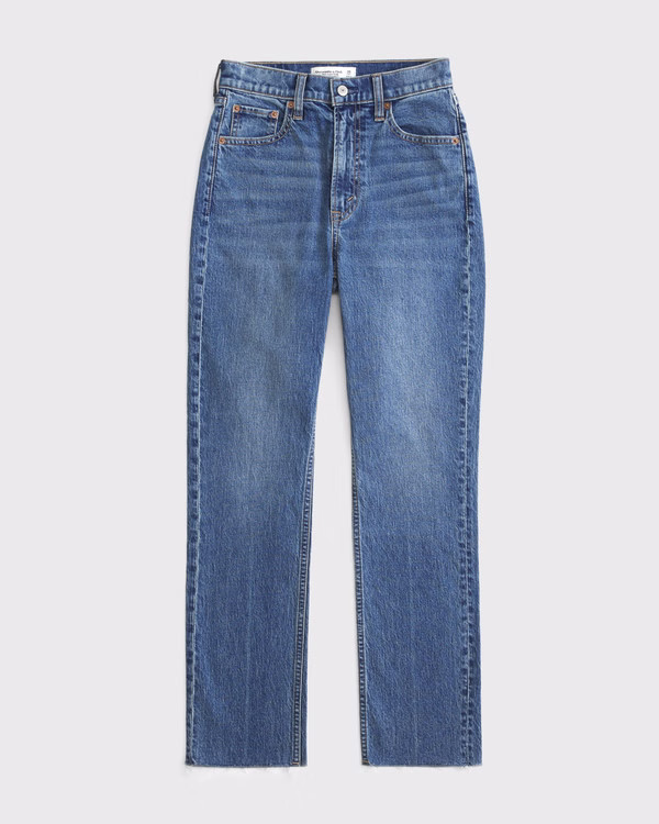 Curve Love Ultra High Rise Ankle Straight Jean | Abercrombie & Fitch (US)