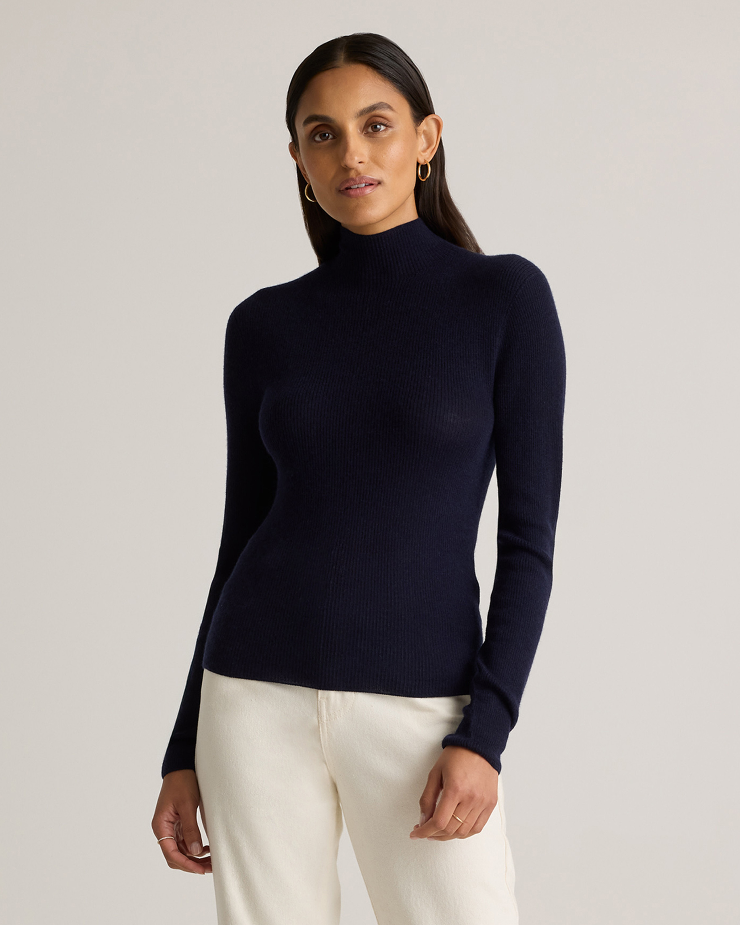 Featherweight Cashmere Ribbed Mockneck Sweater | Quince