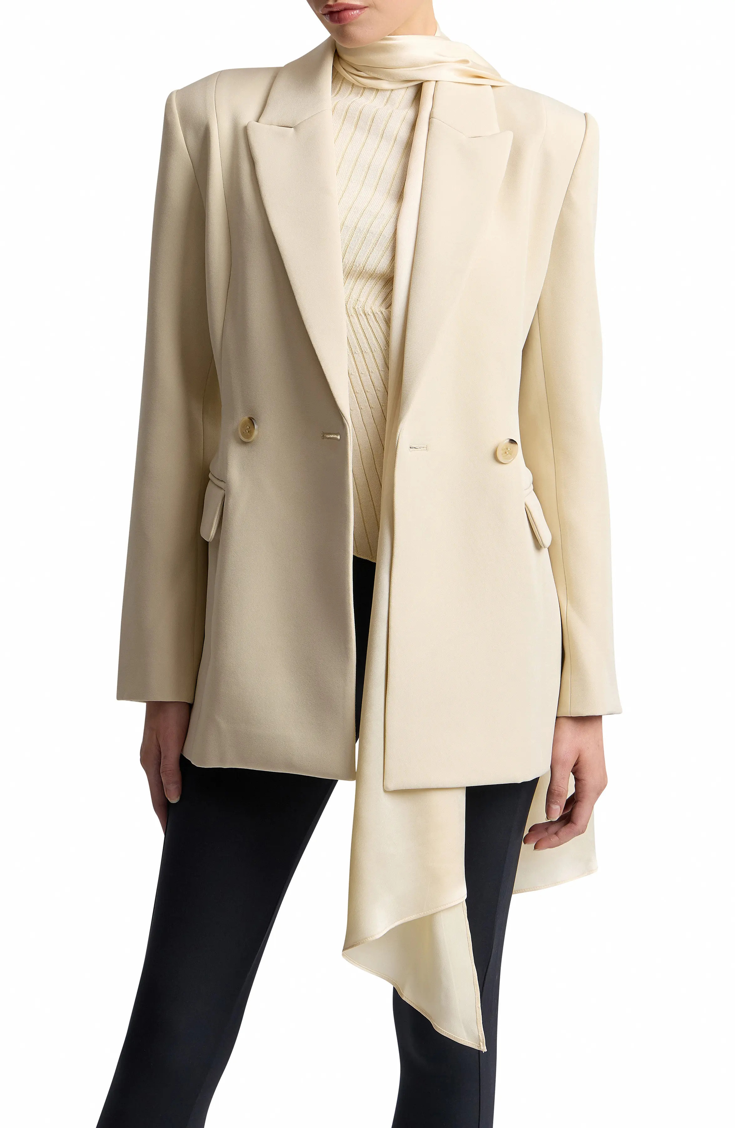 Sculpted Stretch Jacket with Detachable Scarf (Women) | Nordstrom | Nordstrom
